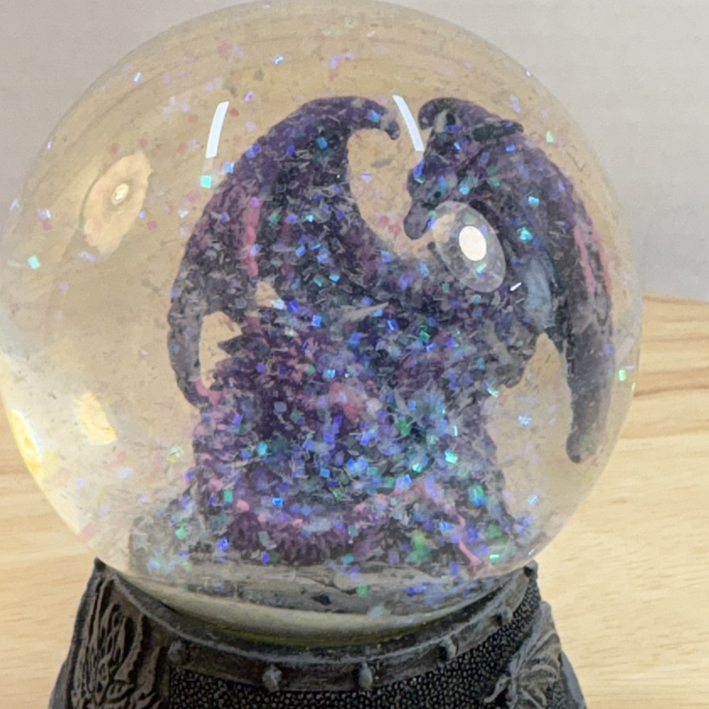 Pacific Giftware Purple Midnight Dragon Quicksilver Water Snow Globe 4.75"